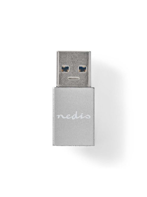 Nedis CCTB60925AL USB-A adapter, USB 3.2 Gen 1, USB-A férfi, USB-C™ anya, 5 Gbps,  kerek,  Nikkelezett, Ezüst