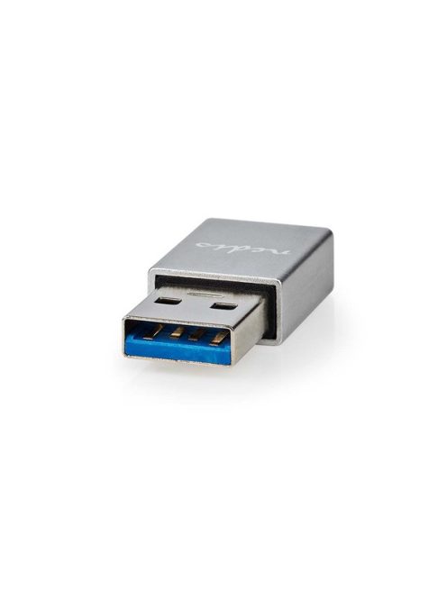 Nedis CCTB60925AL USB-A adapter, USB 3.2 Gen 1, USB-A férfi, USB-C™ anya, 5 Gbps,  kerek,  Nikkelezett, Ezüst