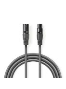 Nedis COTH15012GY10 DMX adapter kábel, XLR 3 tűs dugó, XLR 3 tűs anya,  Nikkelezett, 1,00 m,  kerek, PVC, Sötétszürke
