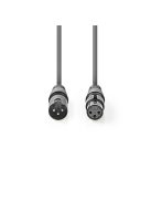 Nedis COTH15012GY10 DMX adapter kábel, XLR 3 tűs dugó, XLR 3 tűs anya,  Nikkelezett, 1,00 m,  kerek, PVC, Sötétszürke