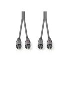 Nedis COTH24200GY15 sztereo audio kábel, 2x RCA dugó,  2x RCA dugó, Nikkelezett,  1,50 m, rugalmas