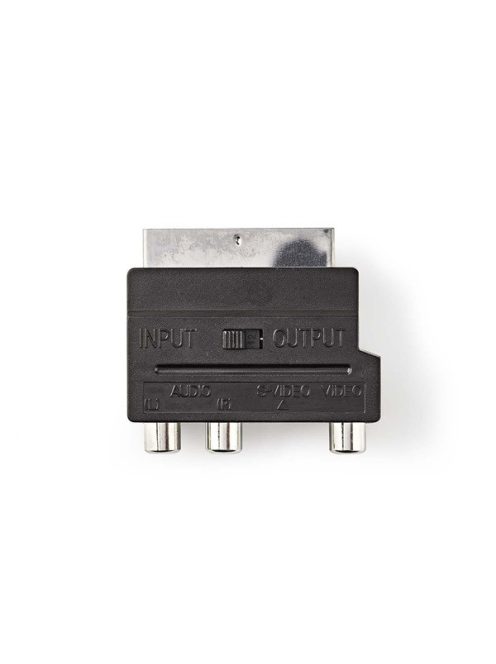 Nedis CVGP31902BK SCART adapter, SCART Férfi | S-Video nő / 3x RCA nő, Nikkelezett,  Kapcsolható, ABS, Fekete, 1 db