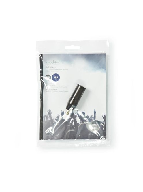 NEDIS COTP15930BK XLR adapter, XLR 3 tűs dugó, RCA nő,  Nikkelezett, Egyenes, Fém, Fekete , 1 db