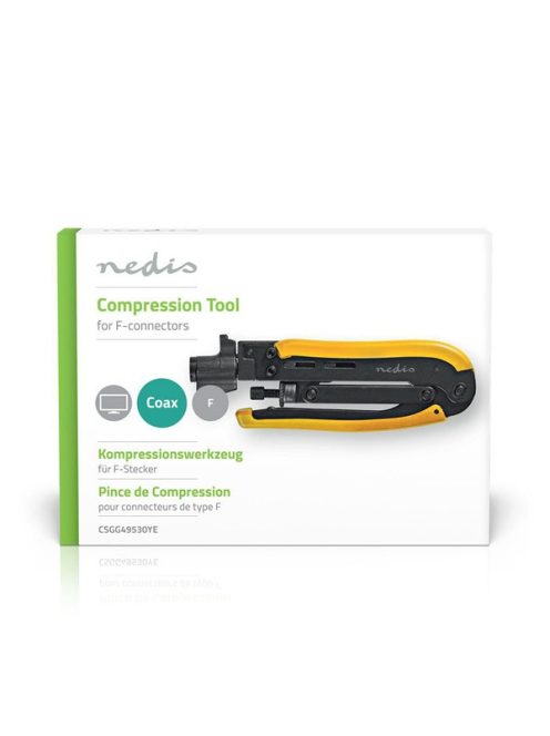 Nedis CSGG49530YE antennkábel kompresszíós fogó, fekete/sárga, ABS, acél,