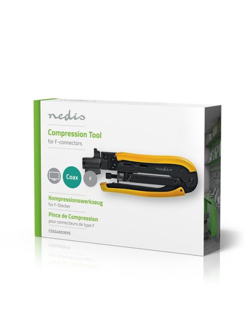 Nedis CSGG49530YE antennkábel kompresszíós fogó, fekete/sárga, ABS, acél,