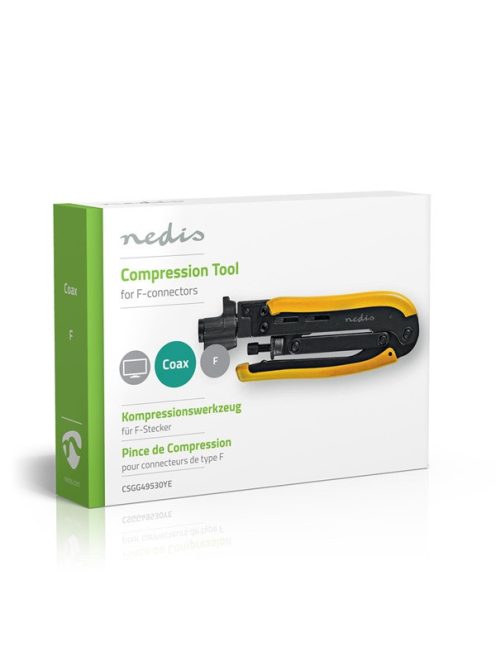 Nedis CSGG49530YE antennkábel kompresszíós fogó, fekete/sárga, ABS, acél,