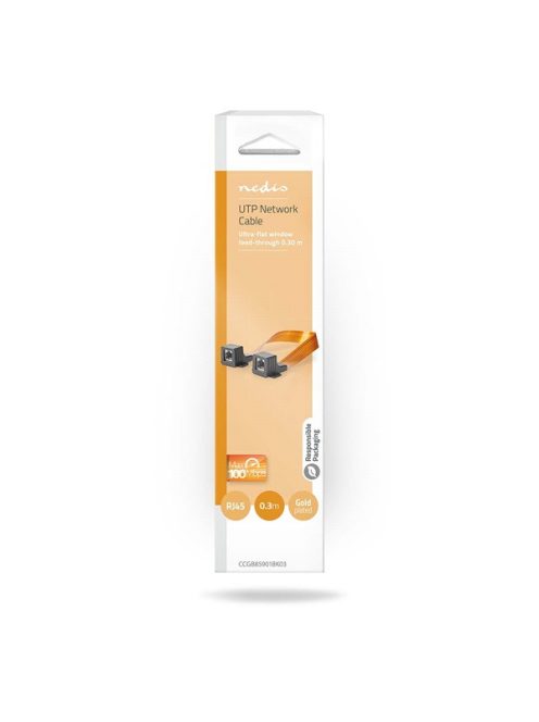 Nedis CCGB85901BK03 ablakátvezető patch kábel (szalagkábel), UTP, RJ45, 0,30 m