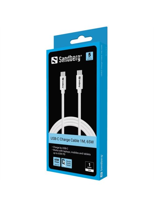 SANDBERG USB-C tartozék, USB-C Charge Cable 1M, 65W