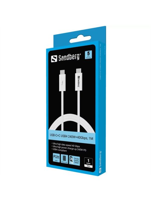 SANDBERG USB-C tartozék, USB-C>C USB4 240W+40Gbps, 1M