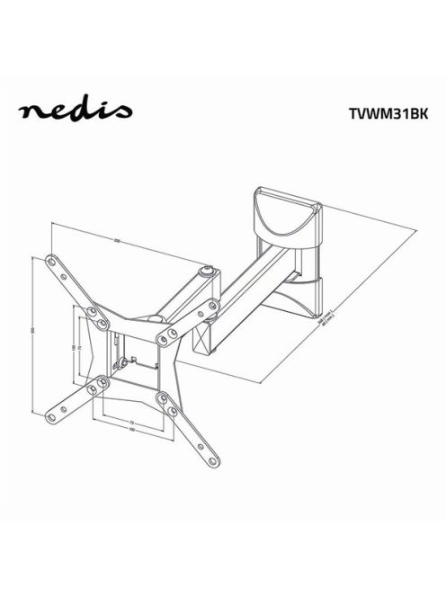 Nedis TVWM31BK 10 - 32 "  LCD TV / monitor fali tartó konzol, dönthető, forgatható, faltáv: 68 -370mm, 30kg