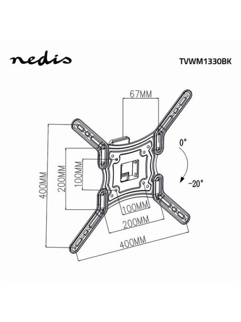 Nedis TVWM1330BK LCD TV / monitor fali tartó konzol 23 - 55 " Max. teherbírás: 30 kg, dönthető, forgatható