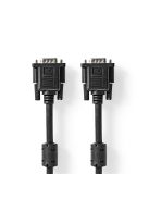 Nedis CCGL59000BK30, VGA kábel, VGA dugó Nikkelezett Maximális felbontás: 1280x768 3,00 m Kerek ABS Fekete