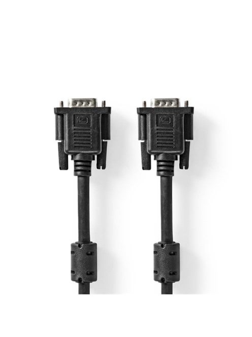 Nedis CCGL59000BK30, VGA kábel, VGA dugó Nikkelezett Maximális felbontás: 1280x768 3,00 m Kerek ABS Fekete