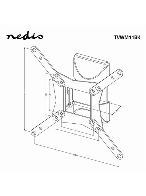 Nedis TVWM11BK LCD TV / monitor fali tartó konzol, 10 - 32 ", max. teherbírás: 30 kg, dönthető, forgatható