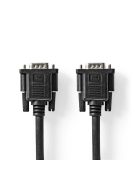 Nedis CCGP59100BK20, VGA kábel, VGA dugó VGA anya Nikkelezett Maximális felbontás:1280x800  2,00 m  Kerek ABS fekete