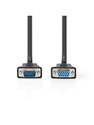 Nedis CCGP59100BK20, VGA kábel, VGA dugó VGA anya Nikkelezett Maximális felbontás:1280x800  2,00 m  Kerek ABS fekete