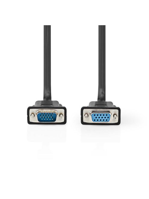 Nedis CCGP59100BK20, VGA kábel, VGA dugó VGA anya Nikkelezett Maximális felbontás:1280x800  2,00 m  Kerek ABS fekete