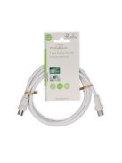 Nedis CSGL40000WT15 koax kábel, IEC (koaxiális) dugó IEC (koaxiális) hüvely Nikkelezett 90 dB 75 Ohm Dupla árny. 150m