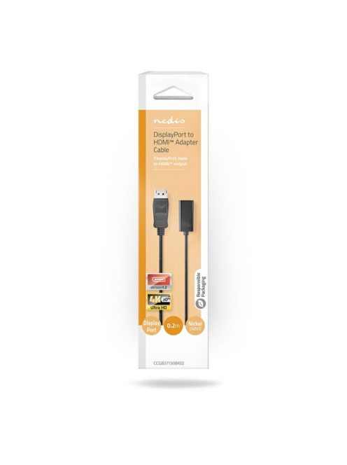 Nedis CCGB37150BK02 Display - HDMI adapter, 4K@30Hz Nikkelezett 0,20 m
