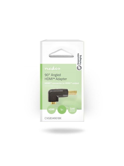 Nedis CVGB34901BK HDMI adapter, HDMI csatl HDMI kimen. aranyozott 90°-os, F/M-90