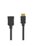 Nedis ultra HD HDMI hosszabbító (toldó) kábel CVGL34096BK10, HDMI dugó - aljzat, 4K@60Hz, ARC, 10,2 Gbps, 1 m