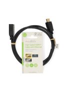 Nedis ultra HD HDMI hosszabbító (toldó) kábel CVGL34096BK10, HDMI dugó - aljzat, 4K@60Hz, ARC, 10,2 Gbps, 1 m