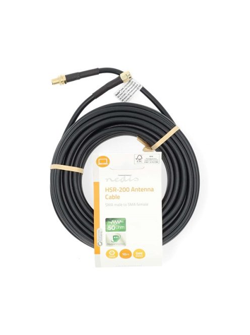 Nedis CSGL02400BK100 SMA kábel apa, anya, aranyozott, 50 Ohm, kettős árnyékolású, 10 m