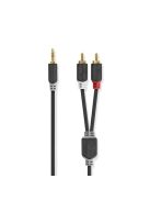 Nedis CABW22200AT10 sztereo audió kábel 3,5mm sztereo jack - 2x RCA,  Aranyozott,  1 m