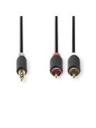 Nedis CABW22200AT10 sztereo audió kábel 3,5mm sztereo jack - 2x RCA,  Aranyozott,  1 m