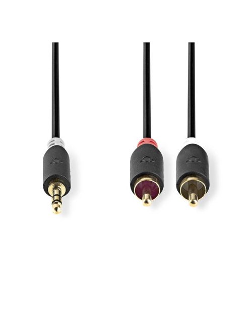 Nedis CABW22200AT30 sztereo audió kábel 3,5mm sztereo jack - 2x RCA,  Aranyozott,  3 m