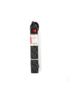 Nedis ESOC630F2BK 6 aljzatos kapcsolós elosztó, 3 m, 3680 W, 16 A