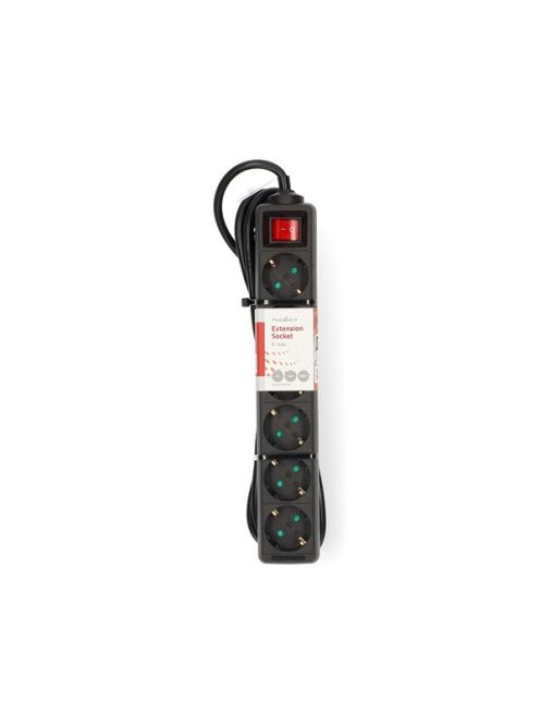 Nedis ESOC650F2BK 6 aljzatos kapcsolós elosztó, 5 m, 3680 W, 16 A