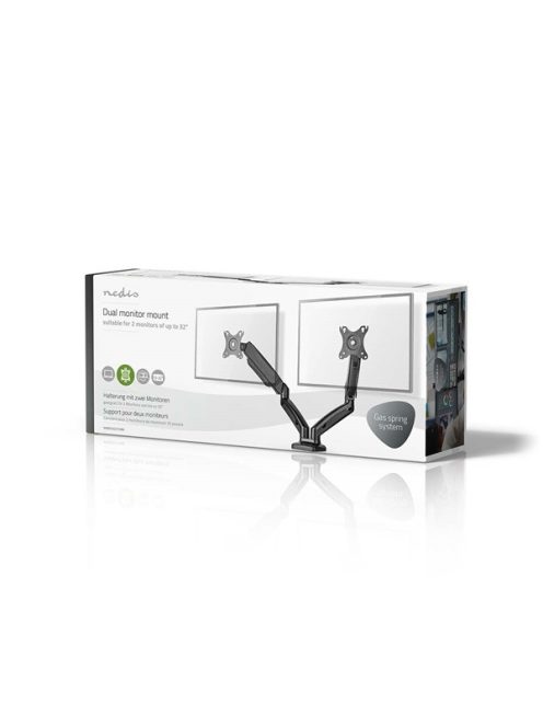 Nedis MMDOSGS110BK gázrugós asztali monitor tartó, dupla, 15-32" | 75x75 / 100x100