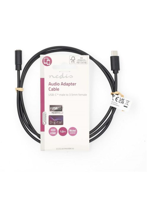 Nedis CCGL65960BK10 USB-C (USB C) dugó - 3,5 mm sztereo jack aljzat | 1,00 m