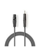 Nedis COTH15320GY10 félprofi audio kábel, 3,5mm sztero jack dugó - 3p XLR aljzat, hossz 1m, rugalmas