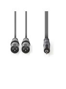 Nedis COTH15310GY15 félprofi XLR audio kábel, 2x XLR 3 tűs dugó | 3,5 mm sztereo jack dugó, 1,5m