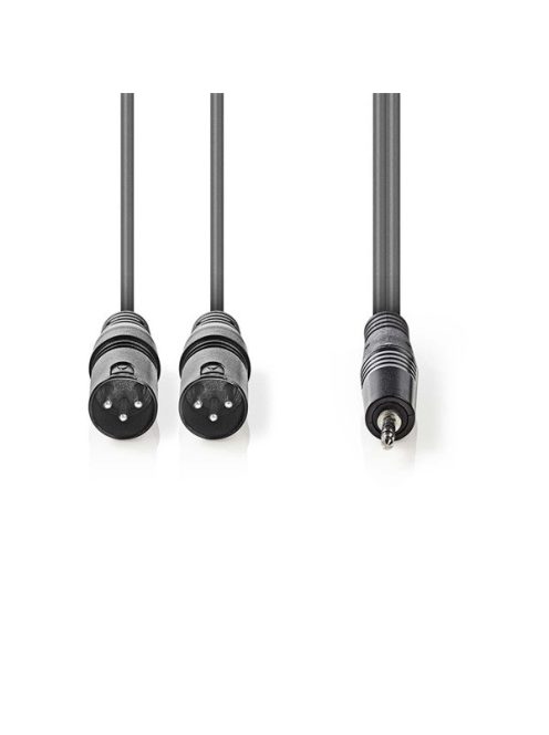 Nedis COTH15310GY15 félprofi XLR audio kábel, 2x XLR 3 tűs dugó | 3,5 mm sztereo jack dugó, 1,5m