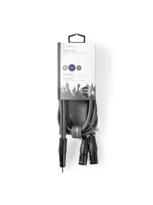 Nedis COTH15310GY15 félprofi XLR audio kábel, 2x XLR 3 tűs dugó | 3,5 mm sztereo jack dugó, 1,5m