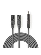 Nedis COTH15310GY30 félprofi XLR audio kábel, 2x XLR 3 tűs dugó | 3,5 mm sztereo jack dugó, 3m