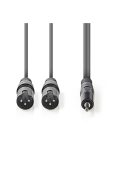 Nedis COTH15310GY30 félprofi XLR audio kábel, 2x XLR 3 tűs dugó | 3,5 mm sztereo jack dugó, 3m