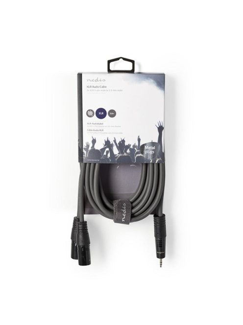 Nedis COTH15310GY30 félprofi XLR audio kábel, 2x XLR 3 tűs dugó | 3,5 mm sztereo jack dugó, 3m