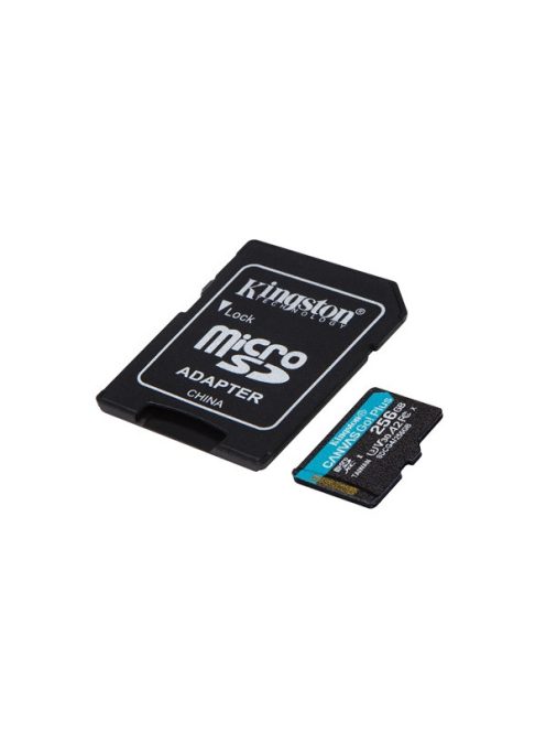 KINGSTON Memóriakártya MicroSDXC 256GB Canvas Go Plus Gen4 200R A2 U3 V30 + Adapter