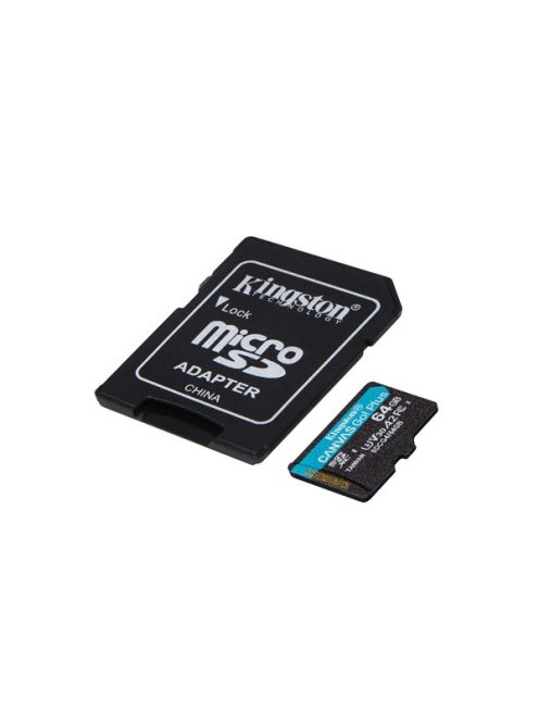 KINGSTON Memóriakártya MicroSDXC 64GB Canvas Go Plus Gen4 200R A2 U3 V30 + Adapter
