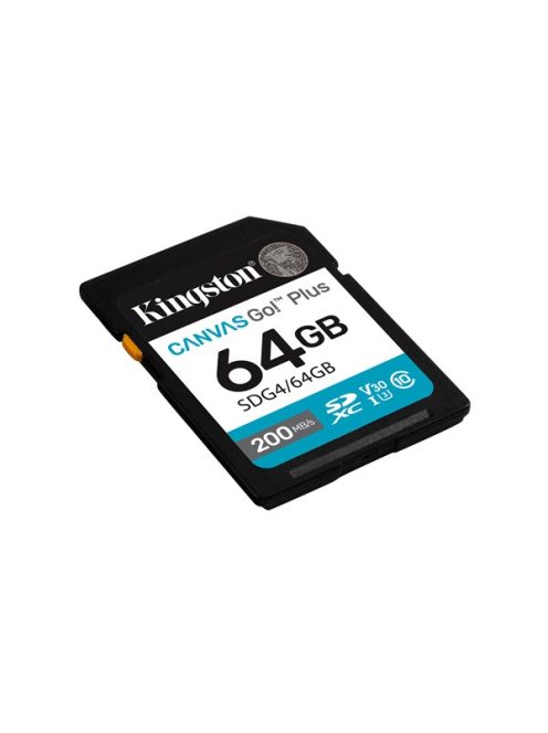 KINGSTON Memóriakártya SDXC 64GB Canvas Go Plus Gen4 200R C10 UHS-I U3 V30