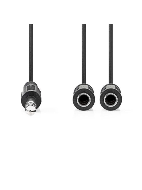 Nedis CCAGB23110BK02 sztereo audio kábel, 6,35 mm sztereo jack dugó - 2x 6,35 mm jack aljzat, 0,20m