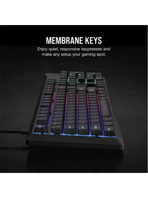 CORSAIR Vezetékes Billentyűzet Gaming, K55 CORE RGB, Médiavezérlő gombok, Cseppálló, US, fekete