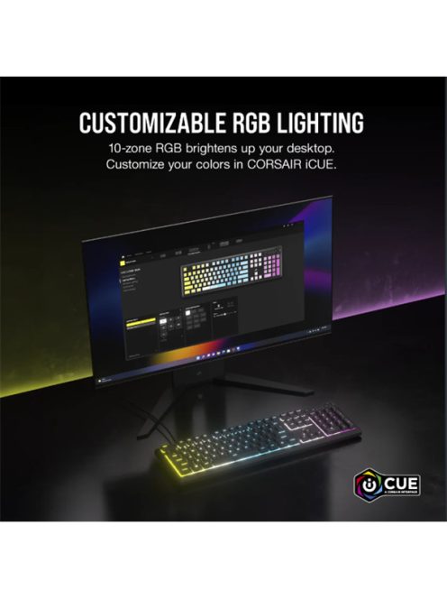 CORSAIR Vezetékes Billentyűzet Gaming, K55 CORE RGB, Médiavezérlő gombok, Cseppálló, US, fekete