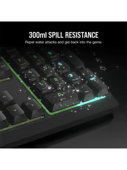 CORSAIR Vezetékes Billentyűzet Gaming, K55 CORE RGB, Médiavezérlő gombok, Cseppálló, US, fekete