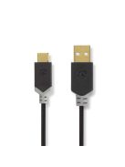 Nedis CCBW60600AT10 USB kábel, USB2.0 Gen 1, USB-A dugó - USB-C dugó, 60 W | 480 Mbps, 1 m