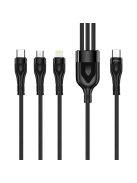 COLORWAY Kábel Type-C CW-CBPDU3060-BK, 3B1 (Lightning+MicroUSB+Type-C) 3.0A (PD60W adatok) 1.2 fekete
